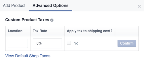 facebook veikals pasūtījuma produktu nodokļi