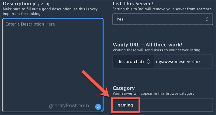 discord servera kategorija