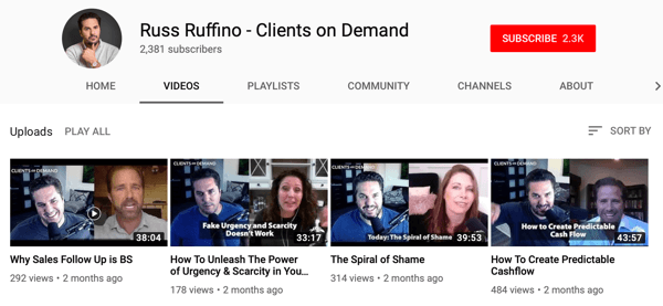 Veidi, kā B2B uzņēmumi var izmantot tiešsaistes videoklipus, Russ Ruffino intervijas video YouTube kanāla paraugs