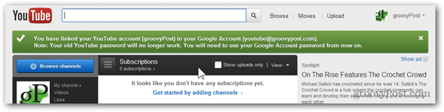 Saistiet YouTube kontu ar jaunu Google kontu - Apstiprinājums - Konts ir migrēts