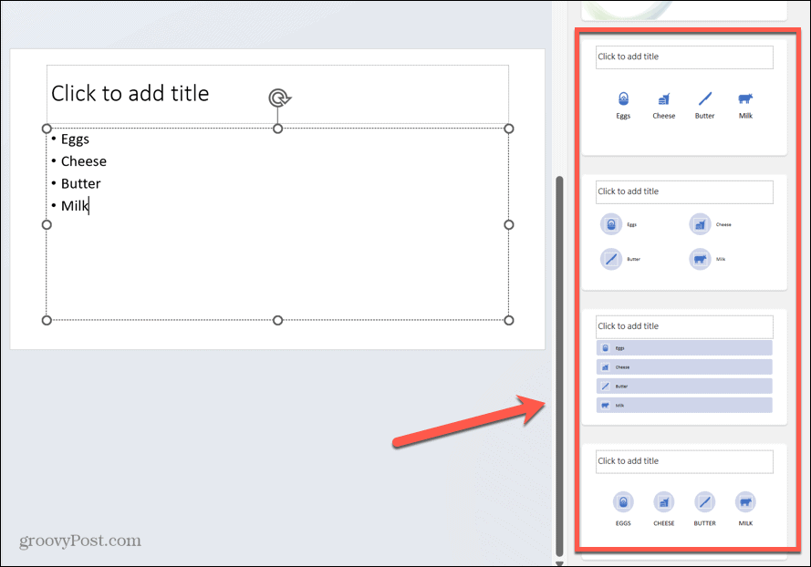 Powerpoint saraksta grafika