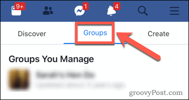 Facebook lietotne pārvalda grupas