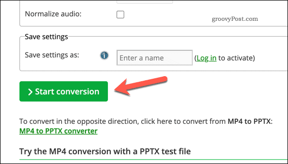 PPTX faila konvertēšana uz video, izmantojot tiešsaistes pakalpojumu