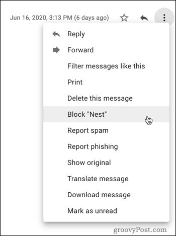 Bloķēšana pakalpojumā Gmail