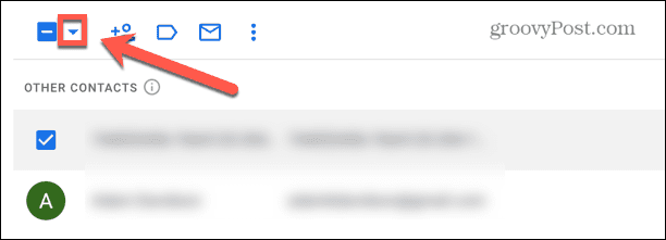 gmail izvēles rūtiņas bultiņa