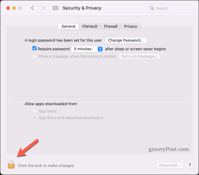 Atbloķējiet iestatījumus Mac datorā