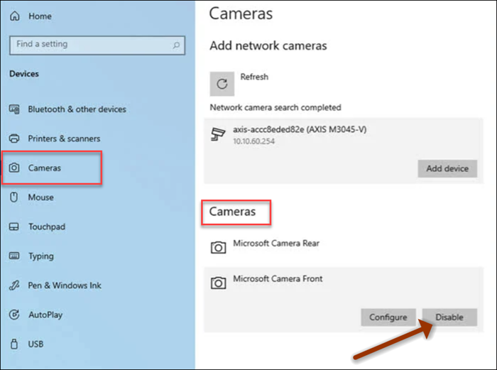 Windows 10 iestatījumu kamera