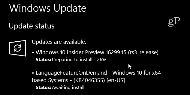 Windows 10 Build 16299-15 kumulatīvais atjauninājums