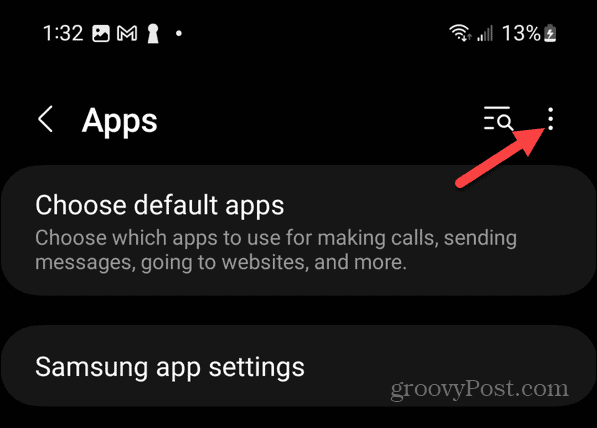 Android lietotņu izvēlnes poga