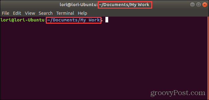 Termināļa logs atvērts noteiktai mapei Ubuntu Linux