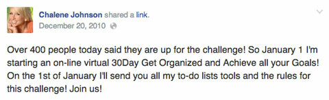 chalene johnson 30 dienu izaicinājuma facebook ziņa