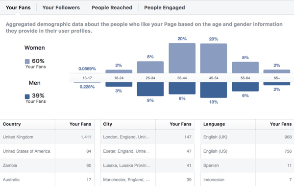 Facebook ieskatu auditorijas demogrāfijas dati.