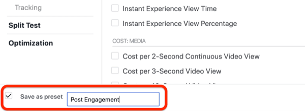 izveidojiet svina progresa pielāgoto pārskatu Facebook Ads Manager, 5. darbība