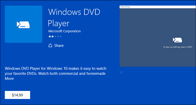 Lietotne Windows DVD atskaņotājs
