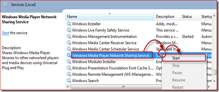 palaist Windows Media Player 12 pakalpojumu