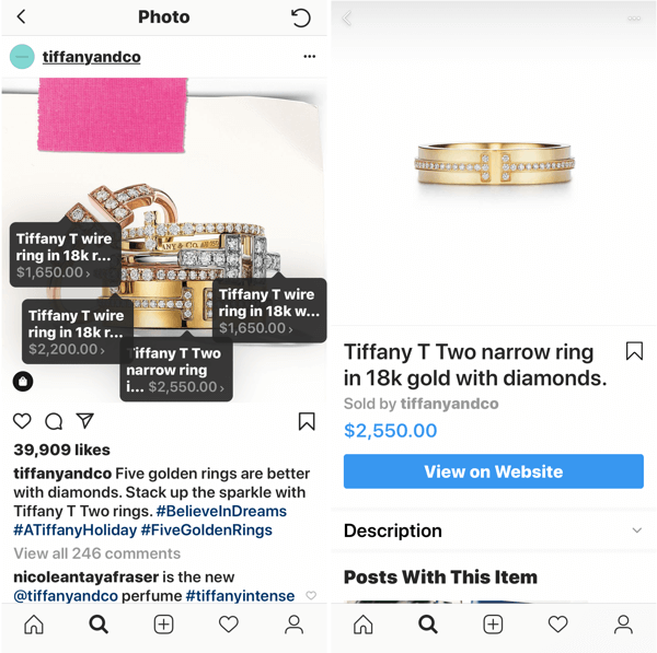 Kā uzlabot savus Instagram fotoattēlus, Tiffany & Co. nopērkamo attēlu ziņu