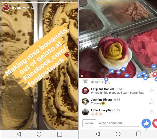 instagram stories pārtikas tīkls