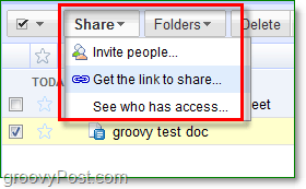 Google docs kopīgošanas un uzaicināšanas izvēlne ļauj jums izmantot vairākas kopīgošanas iespējas