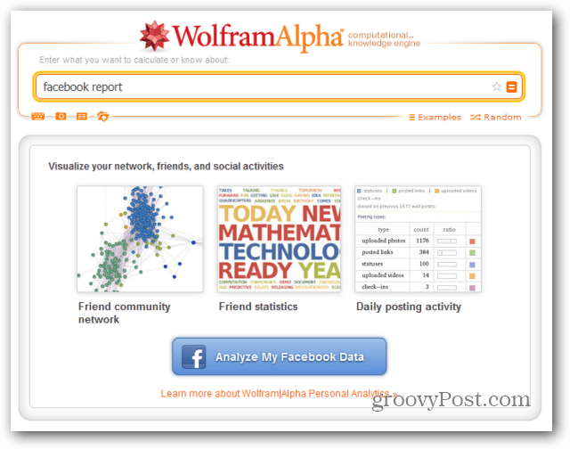 wolfram alfa facebook report analizēt