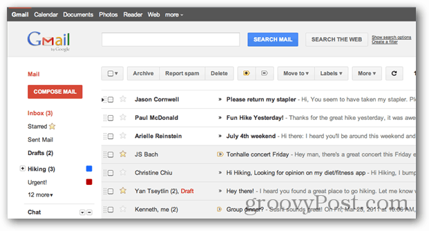 Pārveidota Gmail lietotāja saskarne