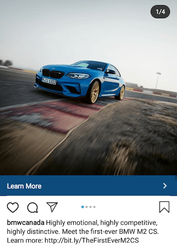 Instagram reklāmas piemērs, kurā uzsvērts unikāls vērtības piedāvājums (UVP)