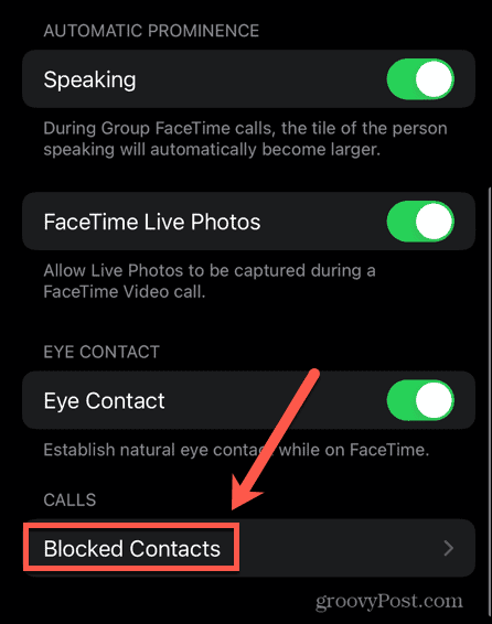 iphone facetime bloķēti kontakti