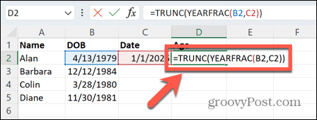 Excel noteikta datuma formula