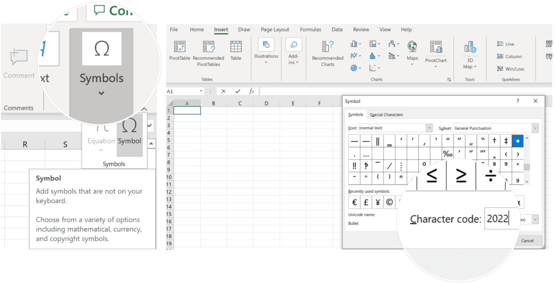 Ievietojiet simbolu programmā Microsoft Excel