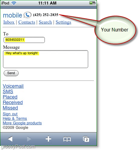 Kā nosūtīt bezmaksas tekstus no mobilā pārlūka, izmantojot Google Voice
