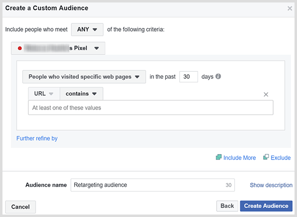 Facebook pielāgotās mērķauditorijas var atkārtoti atlasīt cilvēkus, kuri apmeklēja jūsu pārdošanas vai produktu lapu.