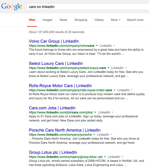 linkedin uzņēmuma lapas rezultātā google meklēšanas rezultāti automašīnām linkedin