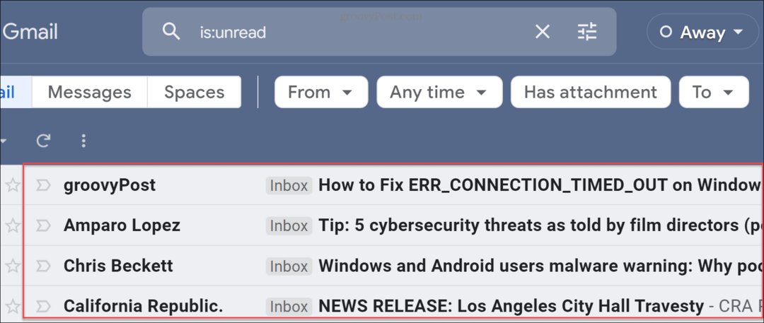 Atrodiet nelasītos e-pasta ziņojumus pakalpojumā Gmail