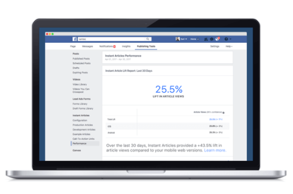 Facebook izlaida jaunu analīzes rīku, kas salīdzina Facebook platformā Instant Articles publicētā satura veiktspēju salīdzinājumā ar citiem mobilā tīmekļa ekvivalentiem.