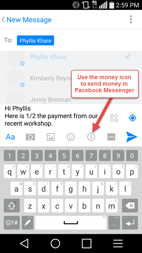 nosūtīt naudu iespēja Facebook Messenger