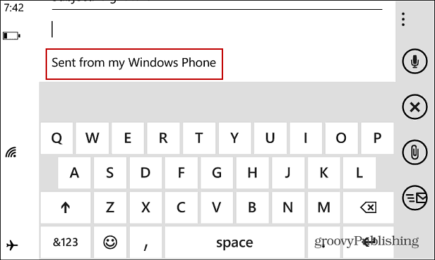 Windows Phone e-pasta paraksts