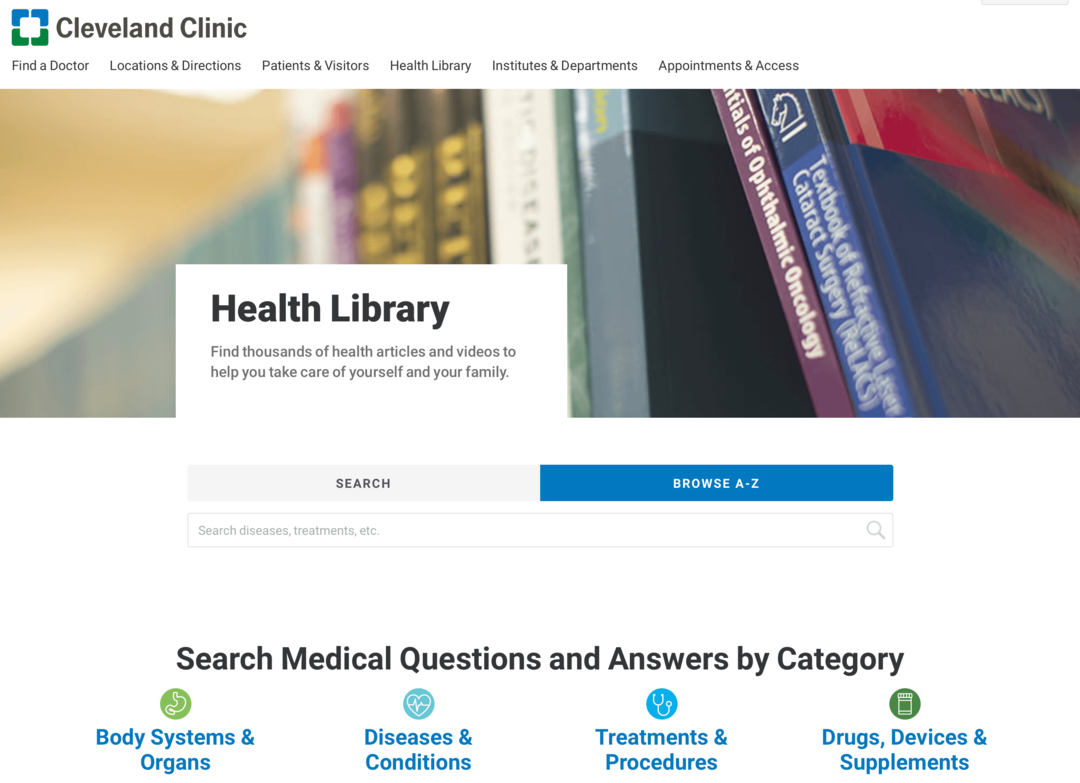 Klīvlendas klīnikas veselības bibliotēkas vietnes attēls