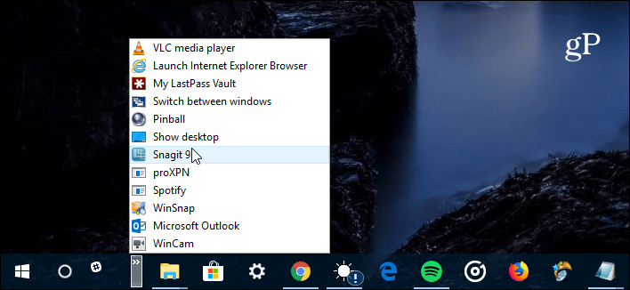 Ātrās palaišanas josla Windows 10