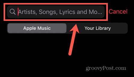 Apple mūzikas meklēšanas lauks