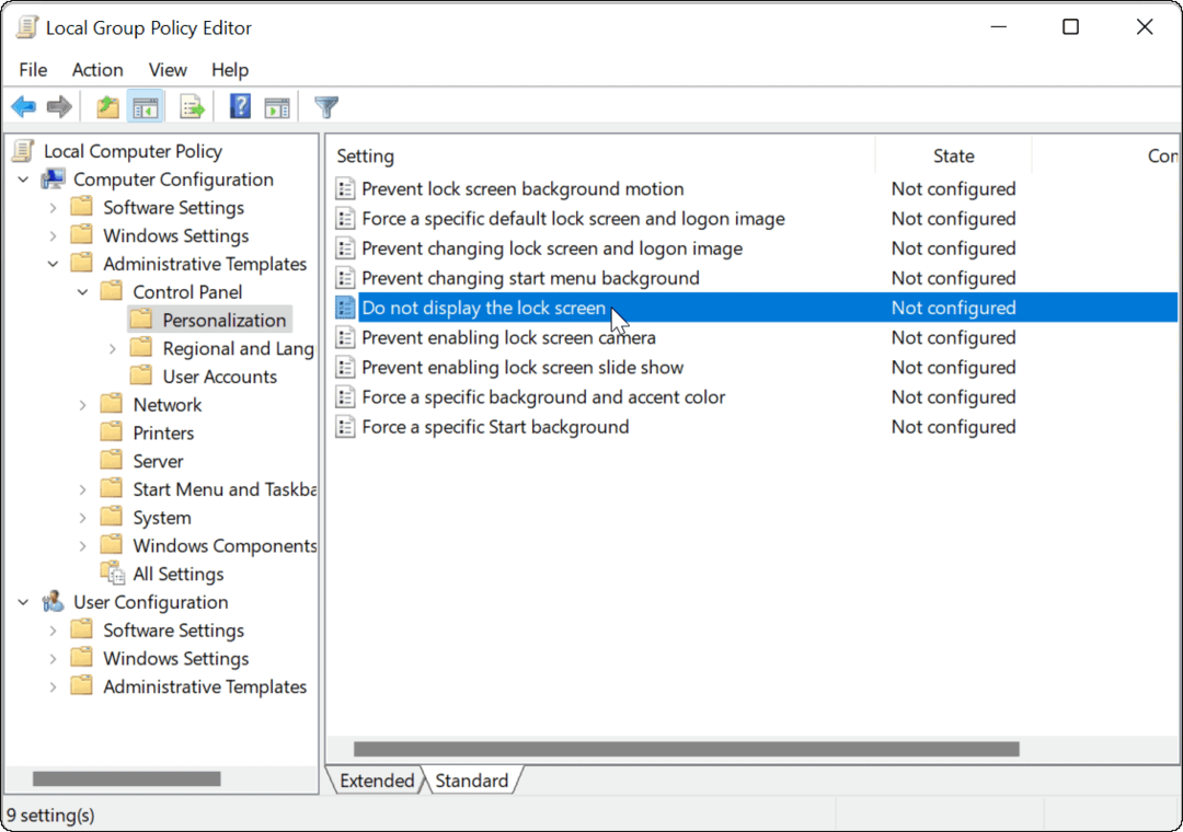 Atspējojiet bloķēšanas ekrānu operētājsistēmā Windows 11