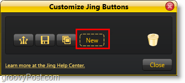 noklikšķiniet uz jaunās pogas, lai pievienotu jaunu jing share pogu