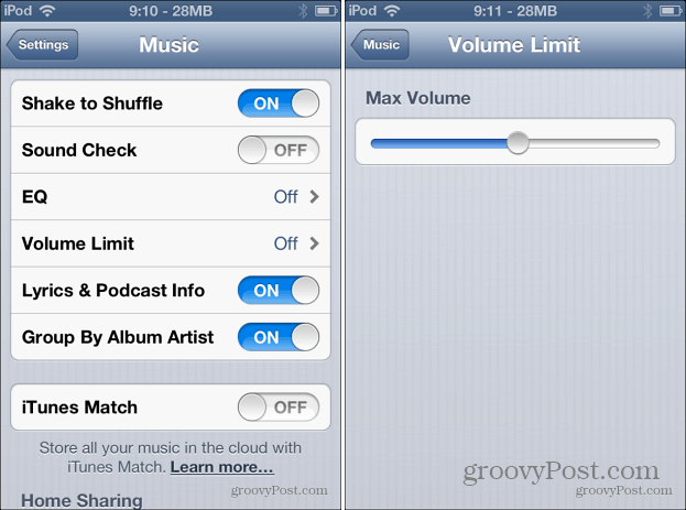 Mūzikas skaļuma ierobežojums iOS