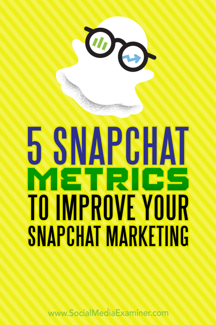 5 Snapchat metrikas, lai uzlabotu jūsu Snapchat mārketingu, autore Sweta Patel vietnē Social Media Examiner.