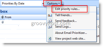 Microsoft e-pasta prioritāšu noteikšana: groovyPost.com