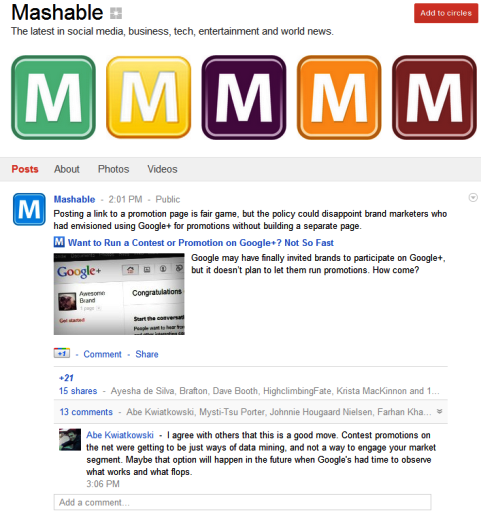 Google+ lapas - Mashable
