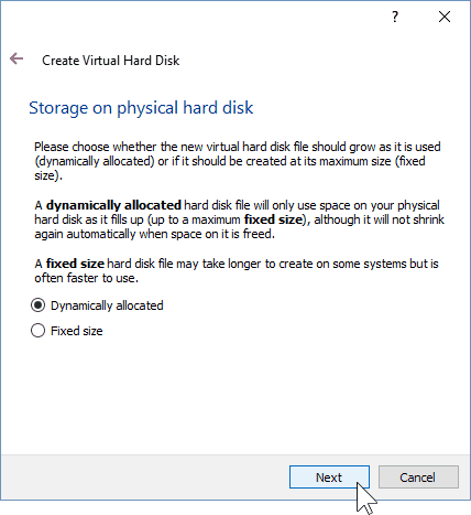 06 Nosakiet VM krātuves veidu (Windows 10 Install)