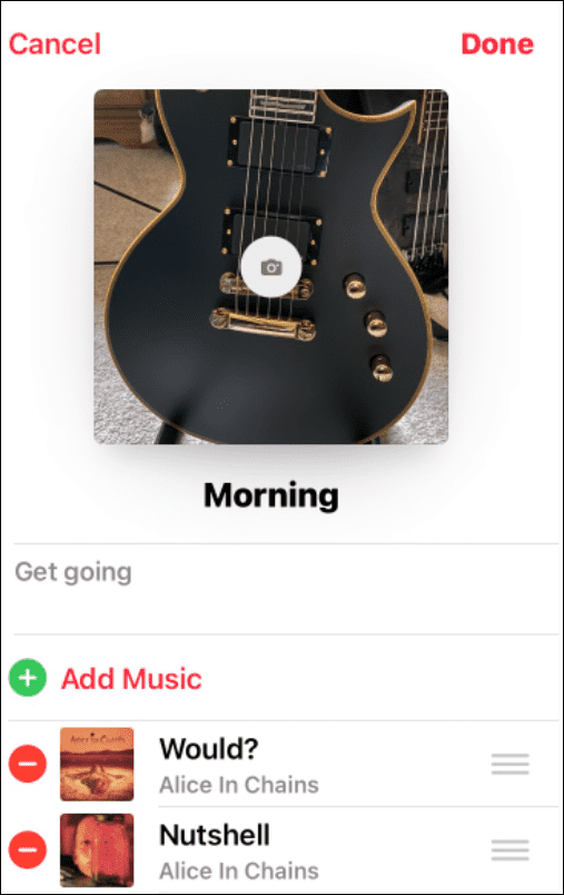 mainīt atskaņošanas saraksta attēlu uz Apple music