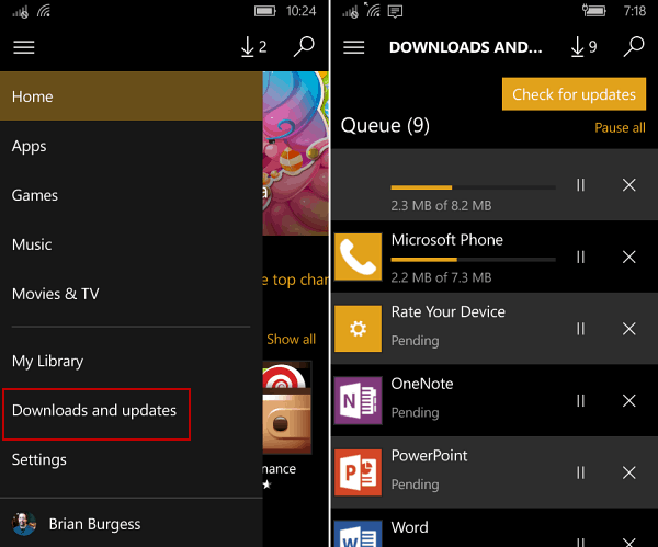 manuālas atjaunināšanas lietotnes Windows 10 Mobile