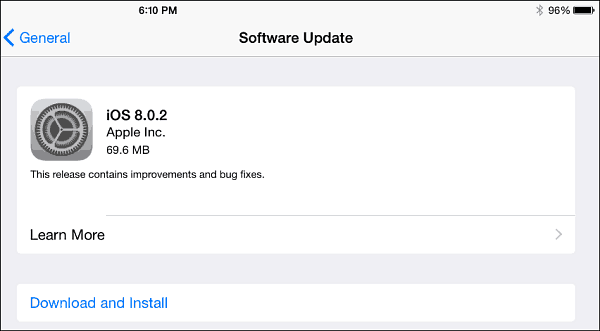 iOS 8.0.2 atjauninājums