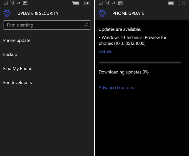 Microsoft nodrošina Windows 10 Mobile Preview Build 10512