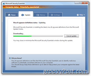 Microsoft Security Essentials paraksta atjauninājums